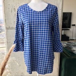 Ces Femme Gingham Flowy Bell Sleeves Top M